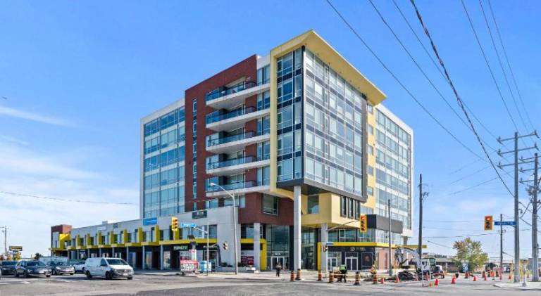 GLOBALSTAY Bright Suites steps to Finch West Metro