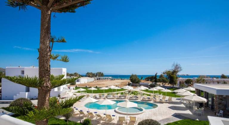 Rental apartment with terrace, pool & garden in Naxos