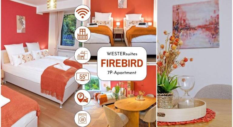WESTERsuites - Firebird - 3BR Zentral Terrasse WLAN 7 Betten Waschtrockner in Bremen