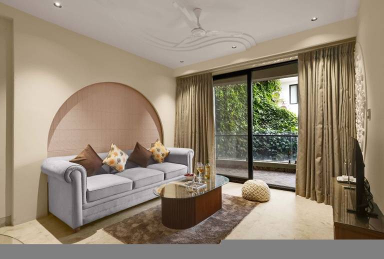 Modern 1BHK with Rooftop Pool Near Candolim Beach