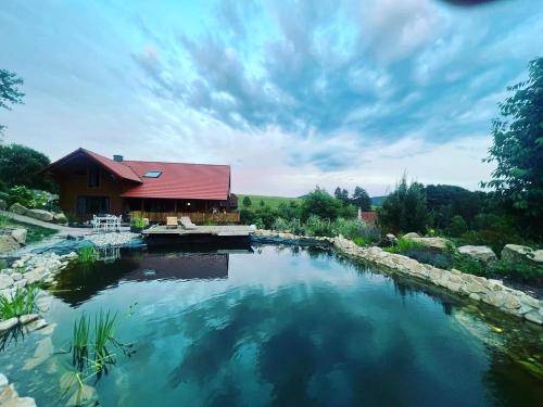 Blockbohlen HolzHaus mit Sauna, Outdoor Jacuzzi und BadeTeich — photo 4