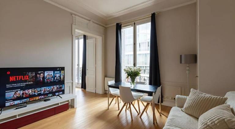 Fully equipped beautiful apartment with terrace & hot tub | Close to Arc de Triomphe | Suitable for remote work | Pets allowed in Puteaux