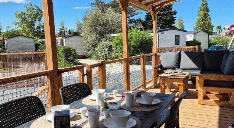 La Dolce Vita Mediterraneenne Mobil Home a 200m de la plage Parc Aquatique Camping 5 Etoiles Les Dun in Torreilles