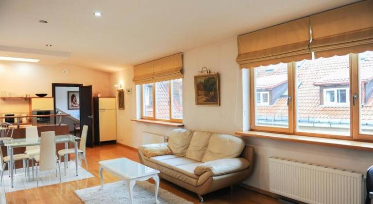 Rooftop Charm Stylish 2BDR Steps from Town Hall in Vilnius