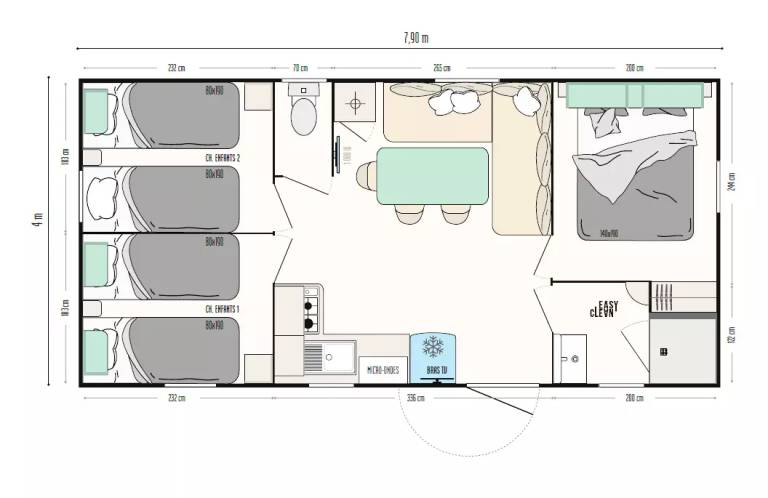Campsite Duna Munguy - Mobile home TRIBU 28m² - 3 bedrooms, semi-covered terrace 6 people — photo 2