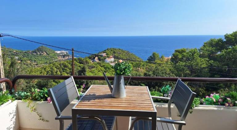 Apartment with patio, yard & private pool in Begur