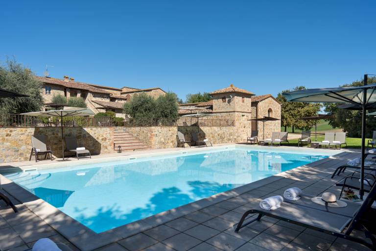 Villa with yard, private pool & grill | Pool view in Colle di Val d'Elsa