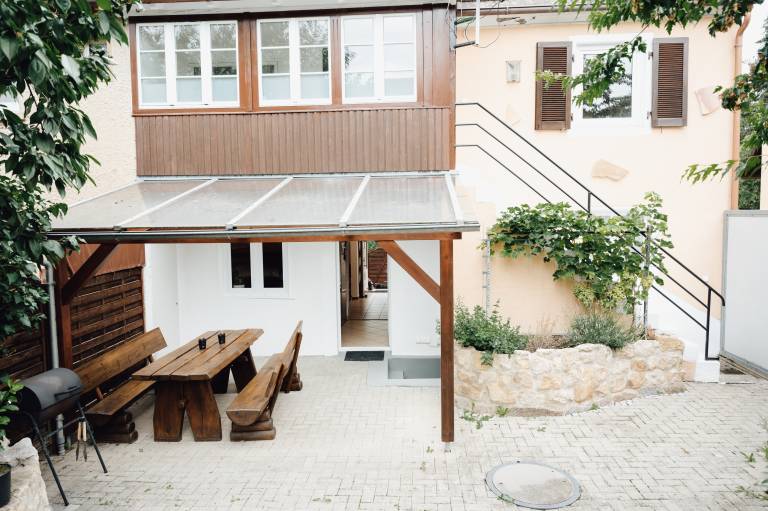 House with patio, yard & grill | Garden view in Muellheim