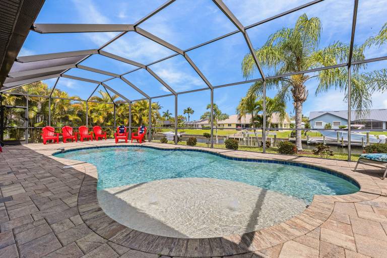 Children-friendly nice house with hot tub, private pool & grill | Water view | Pet-friendly in Cape Coral, FL