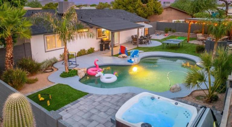Mesa Resort with Free Heated Pool, Hot Tub, King Bed, and Yard Games in Mesa, AZ