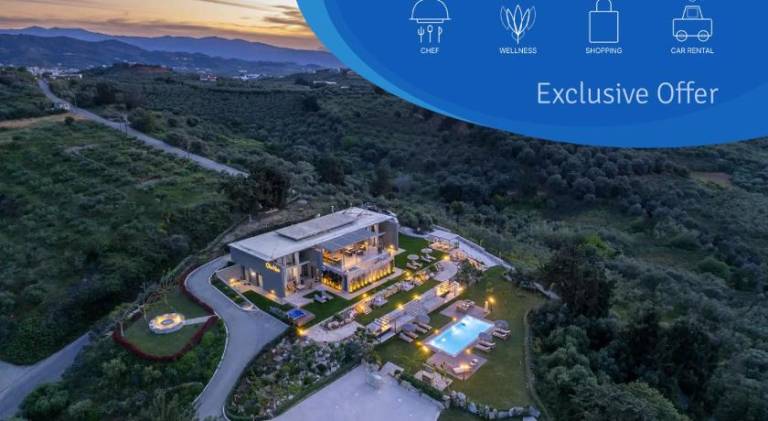 July Offer FREE Daily Breakfast, Massage & Heated Pool at Luxury Villa Olivenest 18pax in Chania