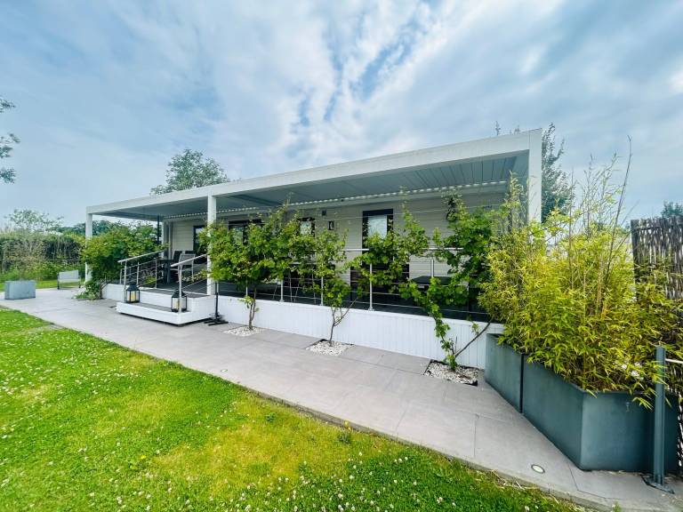 Chalet mit Hund in Nieuwvliet, Holland Nordsee, Holland