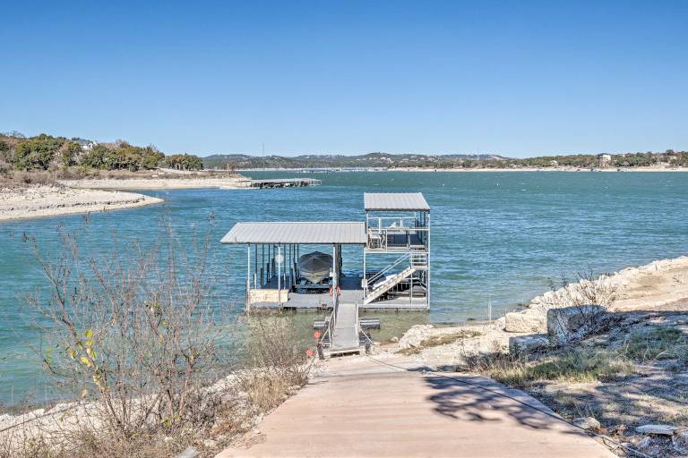 Lake Travis Home w Deck Steps to 2 Story Dock