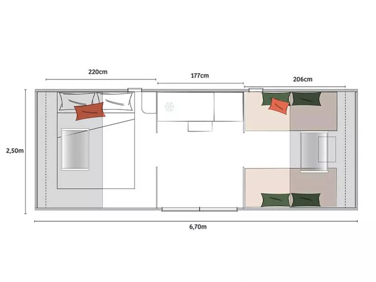 Camping Colors of the World - Coco Sweet 2 Bedrooms without sanitary facilities 4 people — photo 4