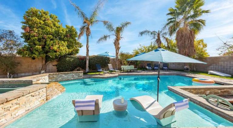 Luxury Oasis w Pool Hot Tub Fire Pit Games Big Yard Larrea by AvantStay in Indio, CA