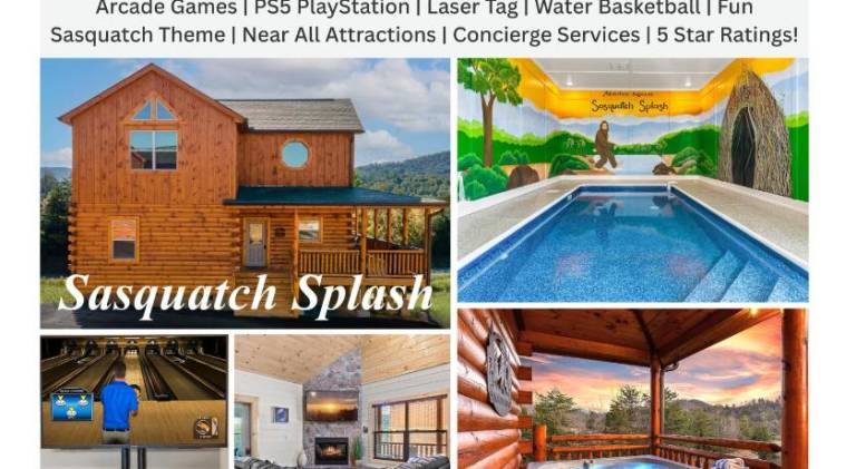 Sasquatch Splash Premier Private Pool Cabin with Hot Tub, Mtn Views, Arcade Games, Excellent Locatio in Pigeon Forge, TN