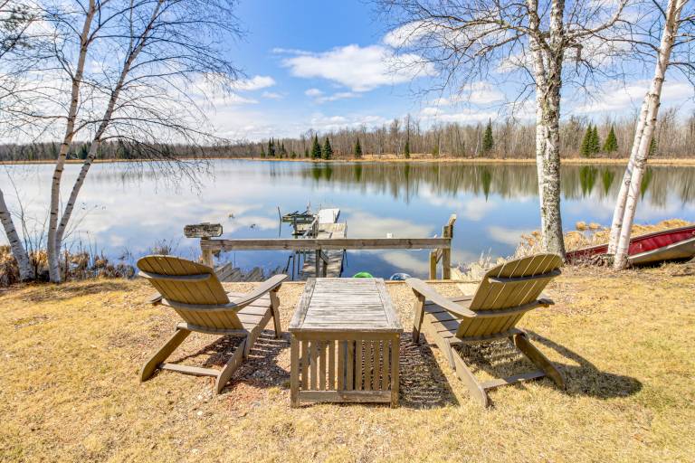 Tenstrike Lake House on 60 Acres Hike & Fish