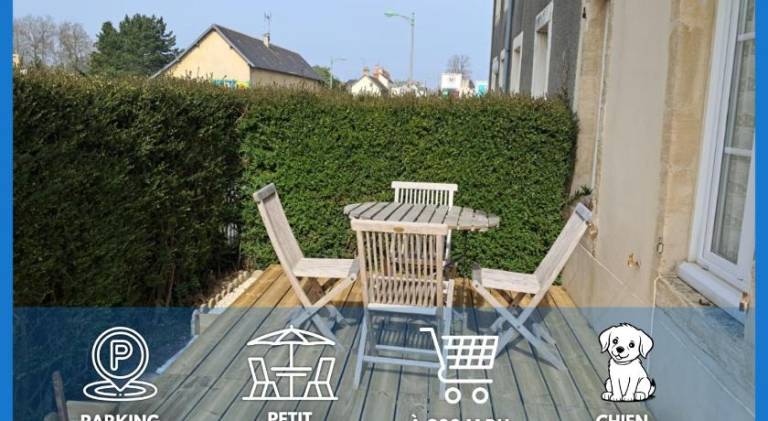 House with grill, terrace & yard in Bayeux