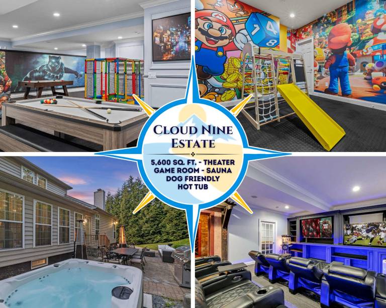 Luxe Pocono Getaway Theater Hot Tub Game Room