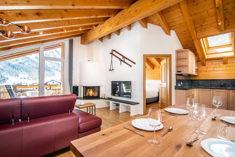 Ferienwohnung mit Hund in Saas-Fee f&uuml;r max. 6 Personen