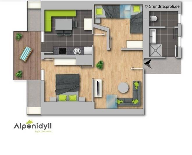 55 m² Ferienwohnung ∙ 2 Schlafzimmer ∙ 5 Gäste – Bild 9