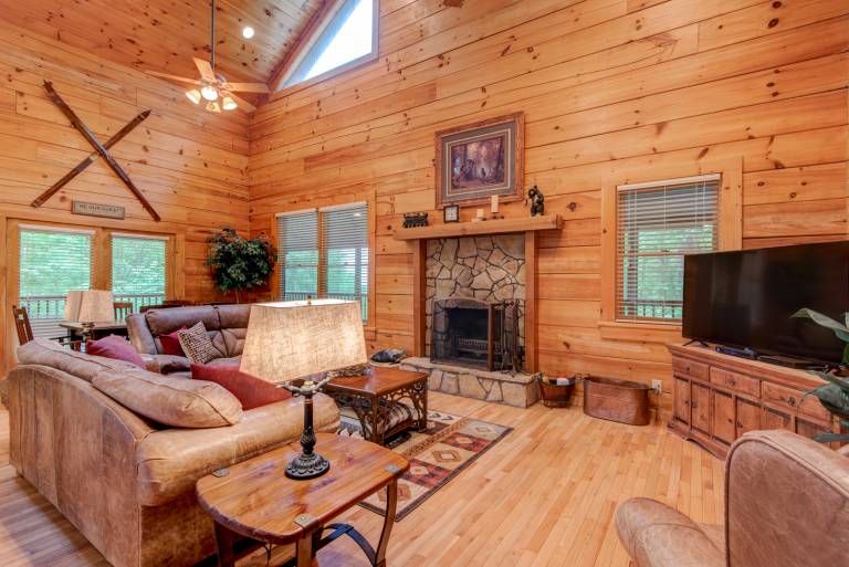 Hebron Falls Cabin: Wraparound Porch Hot Tub Pool Table Dog Friendly Firepit — photo 5