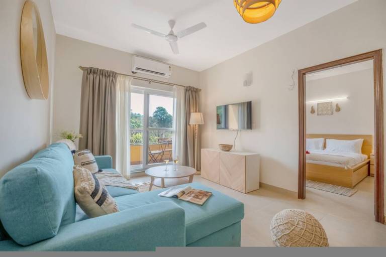 Stylish 1BR in North Goa 5 mins to Candolim Beach