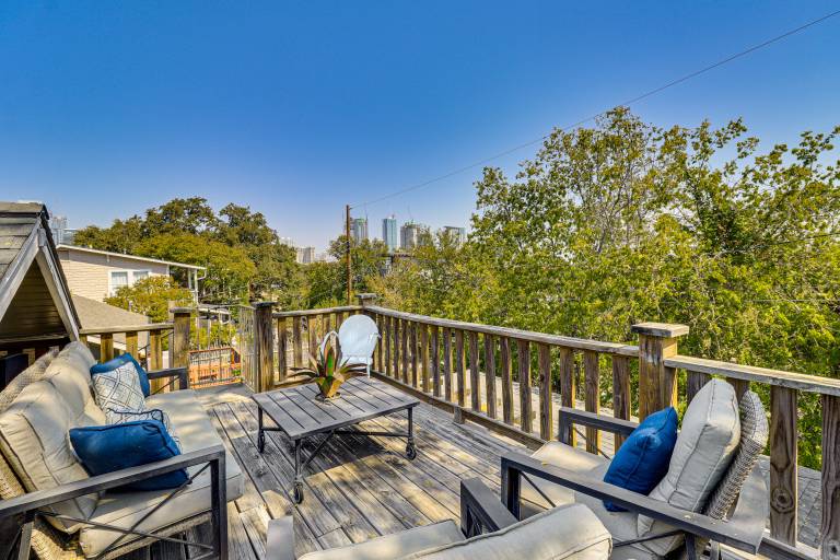 Walk to SoCo Home w Decks & City Views in Austin