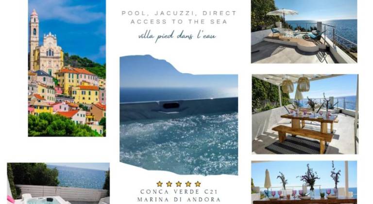 Conca Verde c21- BEACH FRONT little villas POOL, private JACUZZI sea view in San Bartolomeo al Mare