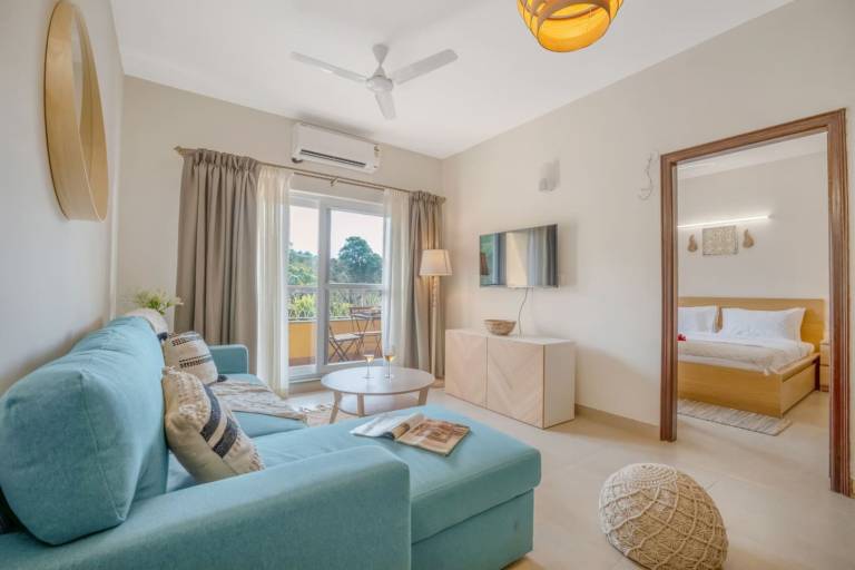 Stylish 1BR in North Goa 5 mins to Candolim Beach