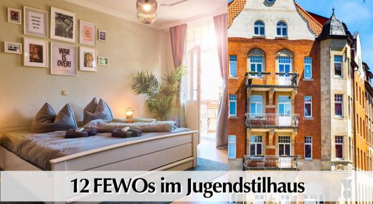 12 FEWOs im Jugendstilhaus mit Aufzug, großer Terrasse, Kingsize-Betten, 250Mbts WLAN, 55 Zoll Smart in Erfurt