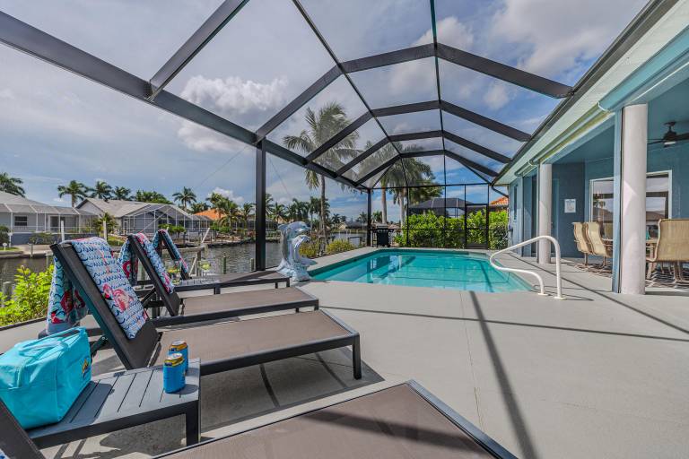 Family-oriented villa with private pool, garden & grill | Water view | Pet-friendly in Cape Coral, FL