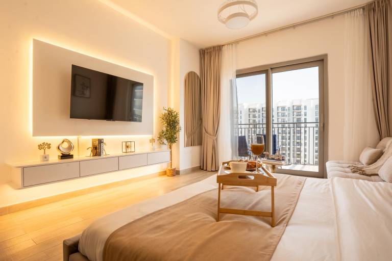 Vacation home with sauna, patio & pool | Water view in Abu Dhabi