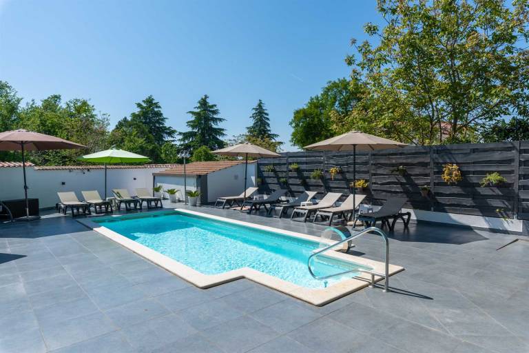 Apartment with terrace, private pool & yard | Pool view in Porec