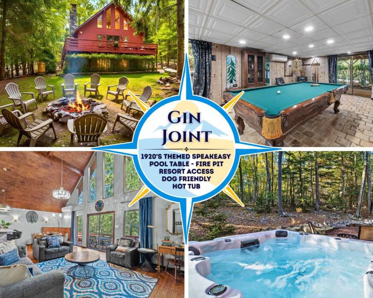 Poconos Speakeasy Hot Tub Dog-Friendly Near Ski in Lake Harmony, PA