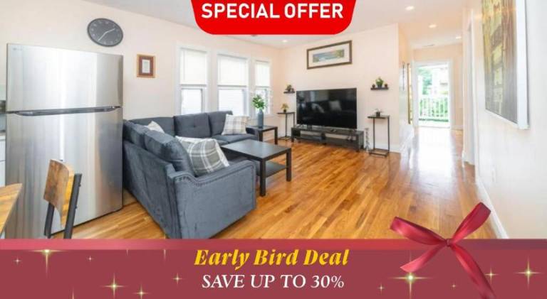 Fully equipped apartment with patio | Pets are welcome in Boston, MA
