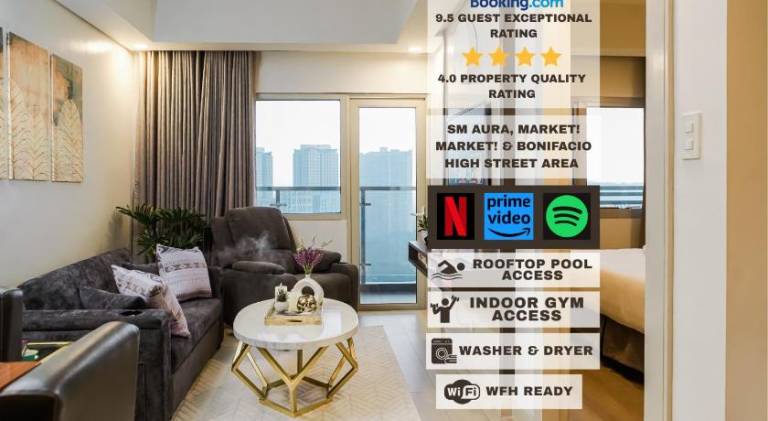 Le Martell 1BR BGC Condo Unit - Infinity Pool & Gym Access with 360 City View in Taguig