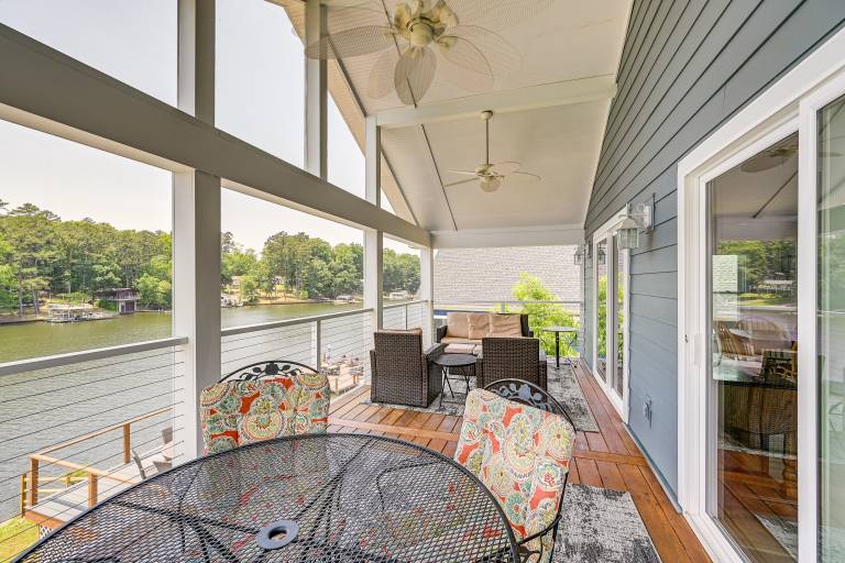 Waterfront Badin Lake Getaway Boat Dock Fire Pit