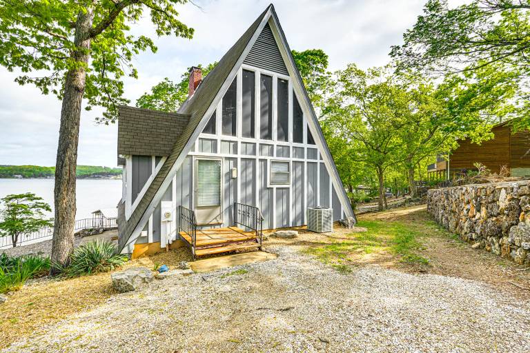 Beach + Dock! Lakefront Ozarks A-Frame Retreat — photo 2