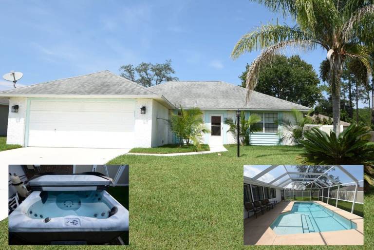 HIDDEN OASIS Spacious home with Salt Water Heated Pool Hot Tub Fenced Yard Pets are welcome in Palm Coast, FL