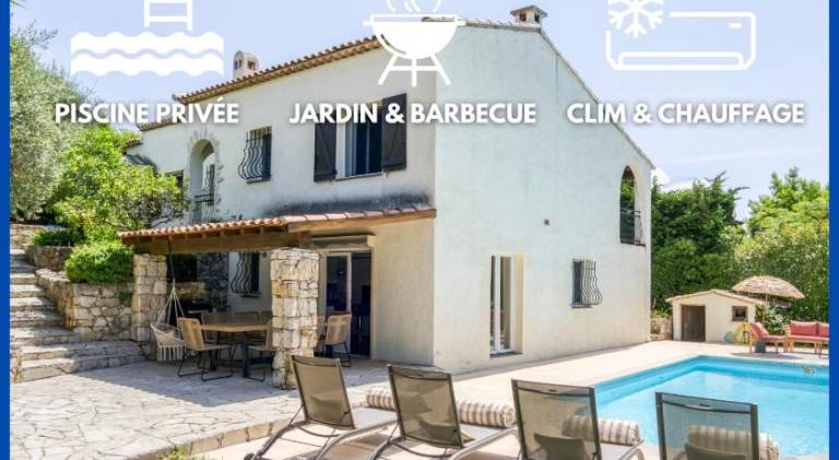 Villa with yard, patio & BBQ in Biot