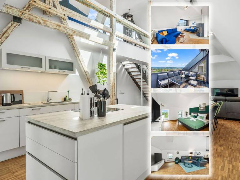 Design Loft 170m² Parken Netflix Balkon
