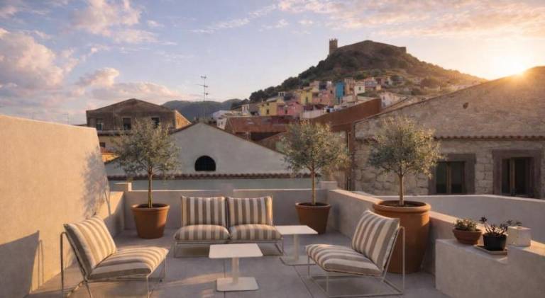 Stunning Rooftop Apartment with Castle View Bosa in Bosa