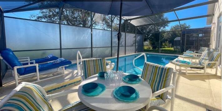 Vacation home with grill & private pool in Osceola, FL