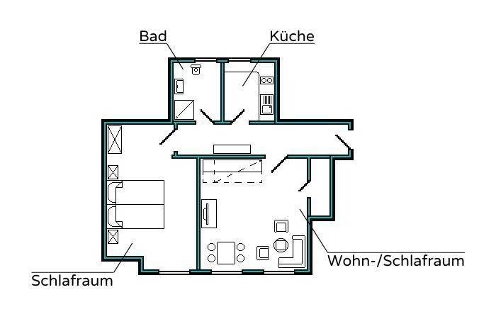 60 m² Ferienwohnung ∙ 1 Schlafzimmer ∙ 2 Gäste – Bild 14