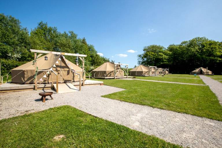 Family Glamping in Bell Tents near Preston England