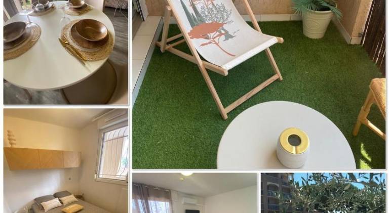Apartment with yard, terrace & pool in Balaruc-les-Bains
