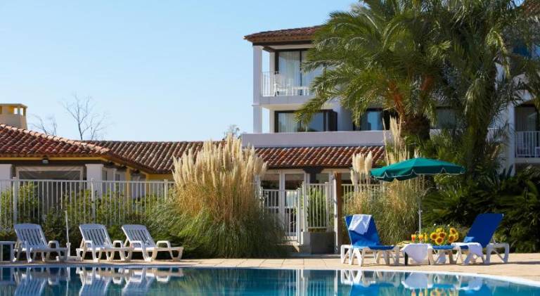 Serviced apartment with pool, terrace & yard in Cogolin