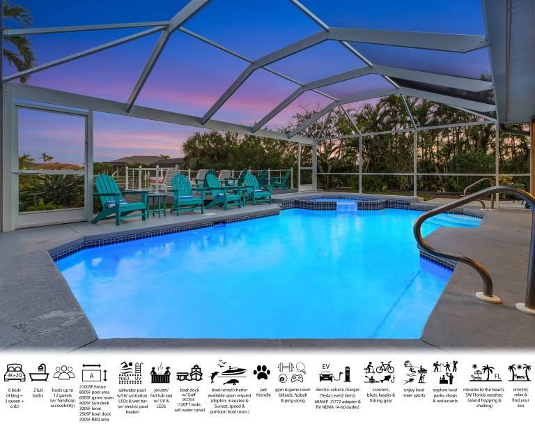 Stunning Waterfront Oasis - Bikes, Kayaks, Pool & Spa, and much more! - Villa X-Ta-Sea - Roelens in Cape Coral, FL