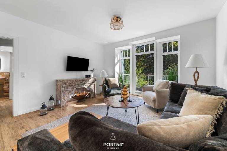 Flunder- moderne Ferienwohnung auf 94 m² mit Balkon und Strandkorb in Büsum